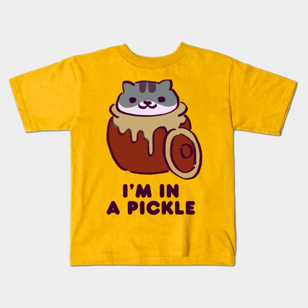 kitty collector cat pickles pickles in a pickling jar / i'm in a pickle Kids T-Shirt by mudwizard